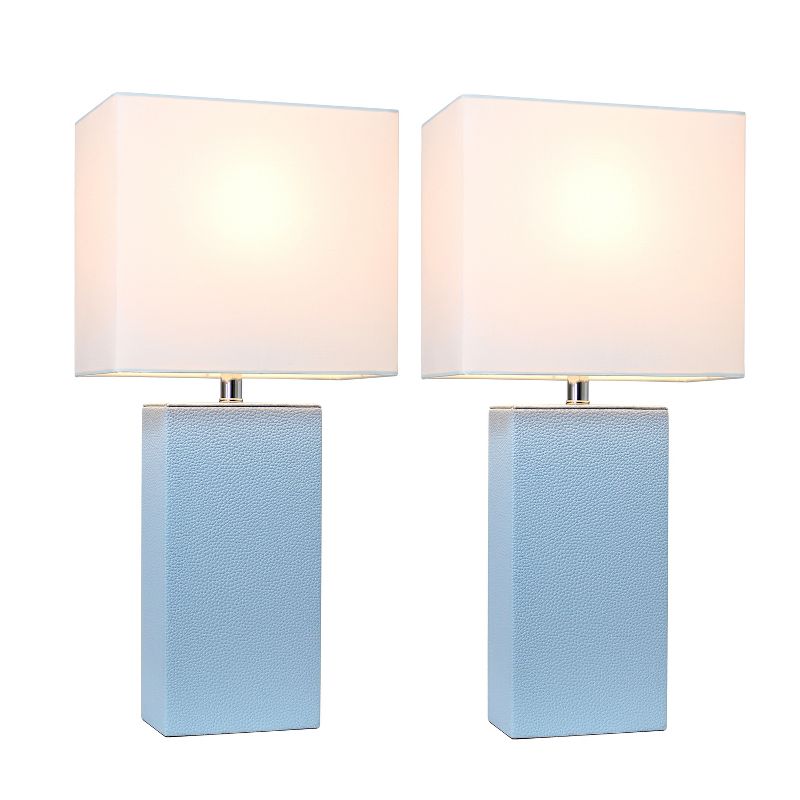  (Set of 2) 21" Monaco Avenue Modern Leather Table Lamp - Elegant Designs, 3 of 5