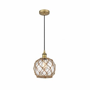 Farmhouse Rope - 1 Light Cord Hung Mini Pendant In Industrial Style-10.75 Inches Tall and 8 Inches Wide - 1 of 1