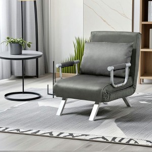 Resenkos Single Person Folding 5 Position Convertible Sofa Bed Sleeper Chair, Chaise Lounge Couch w/Pillow & Steel Frame, living Room,   Dark - 1 of 4