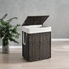 Laundry Hamper Sorter with Lid, 23.8 Gal (90 L) Synthetic Rattan Clothes Laundry Basket Storage with Lid and Handles Removable Liner Laundry Sorter - 2 of 4