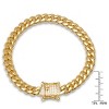 Steeltime Men's stainless steel Miami Cuban chain bracelet with simulated diamond box clasp. Color Options: Silver, Gold, Black - 3 of 4