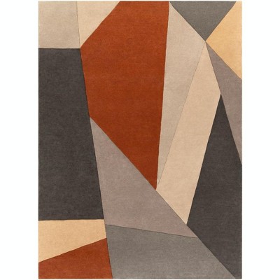 Mark & Day Lollum 8'x11' Rectangle Tufted Indoor Area Rugs Burnt Orange: Geometric Wool, Stain-Resistant, Modern Decor