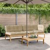 vidaXL 3 Piece Patio Pallet Sofa Set with Cushions - Solid Acacia Wood, Modular, Beige - Includes Table, 2 Sofas & Cushions for Outdoor Use - 2 of 4