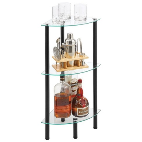 mDesign Steel Freestanding 3-Tier Storage Organizer Tower with Baskets -  Black 