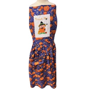Doll Clothes Superstore Bib Apron Kitchen Or Restaurant Adjustable Neck Waist Strap Pumpkin, Witch lloween Print - 1 of 4