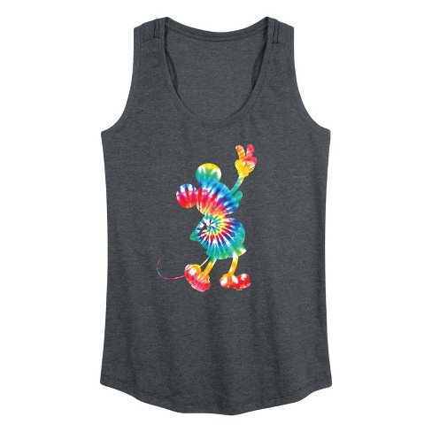 Women's - Disney - Mickey Silhouette Peace Tie Dye Graphic Racerback Tank - image 1 of 4