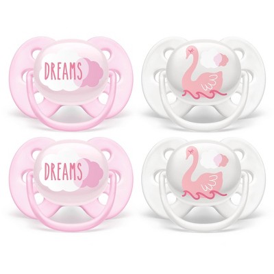 Philips Avent 4pk Ultra Soft Pacifier - 0-6 Months - Dreams/Swan Designs