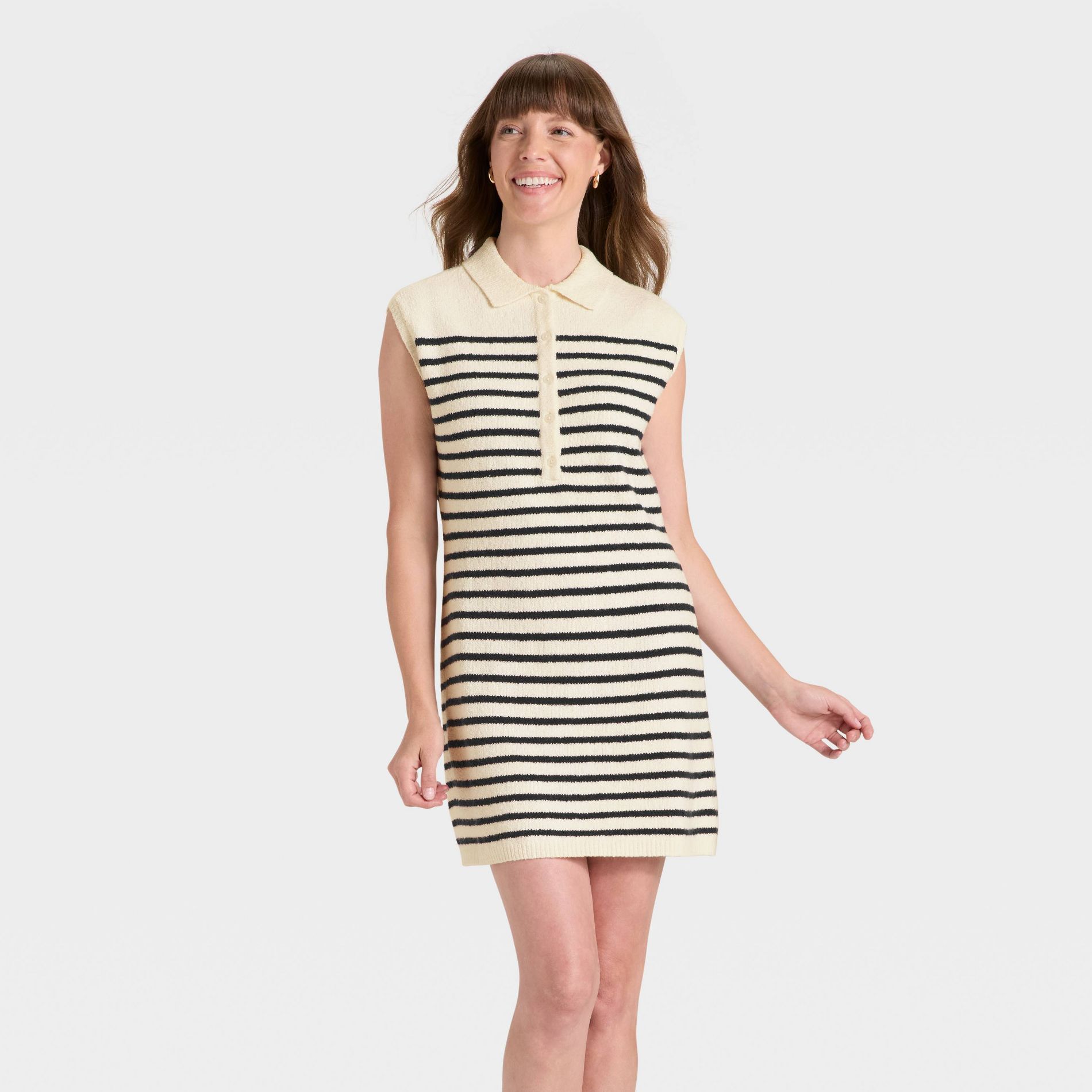 Women's Mini Sweater Dress - Universal Thread™ Cream Striped S