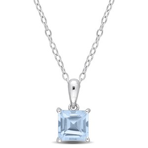 EVERLY JEWELRY | Sterling Silver Pendant with Gemstone and Created Gemstone – Multiple Stone Options - 1 of 4