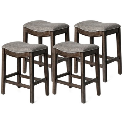 Maven Lane Adrien Upholstered Backless Saddle Kitchen Stool, Set of 4