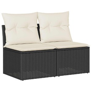 vidaXL Garden Sofa Set - Black and Cream with Storage - 1 of 4