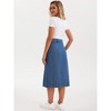 INSPIRE CHIC Women's Denim High Waisted Button Up Casual Slit Midi Skirt - 4 of 4