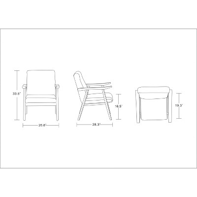 Archduke 29" Black Faux Leather and Wood Accent Chair