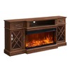 OKD 70'' Farmhouse TV Stand w/Electric Fireplace & Glass Door Storage Cabinet - 2 of 4
