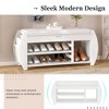 42.00"Retro Multifunctional Storage Bench with Cushion and Curved Side Panel for Entrance and Living Room (Natural) - 4 of 4