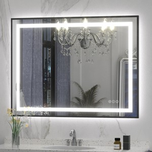 Apmir Super Bright Front & Back LED Lighted Anti-Fog Aluminum Alloy Framed Tempered Glass Bathroom/Vanity Mirror with ETL & 3-Year Warranty - 1 of 4