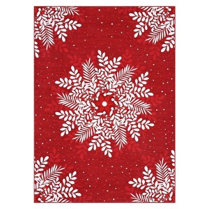 Christmas Snowflake Area Rug, Washable Non Slip Low Pile Soft Floor Carpet, Non-Shedding Throw Rug for Living Room, Bedroom - 1 of 4