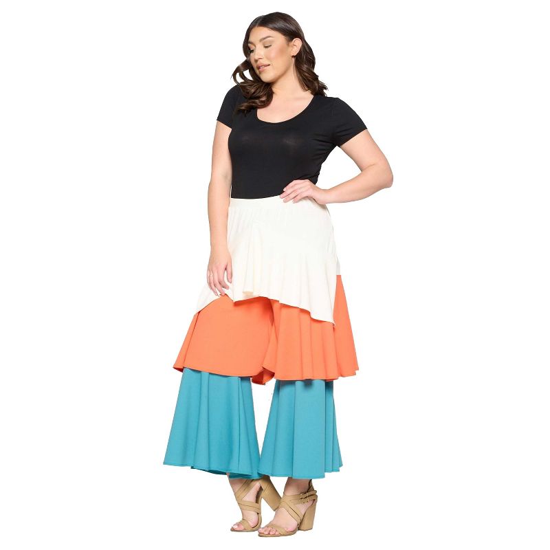 L I V D Women's Tiered Colorblock Flare Pants, 2 of 4