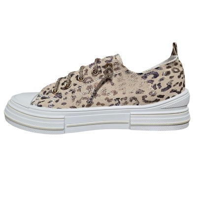 Женские кроссовки Very G Womens Aman Leopard Lace Up Canvas Sneaker, Natural (7.5) — фото 3