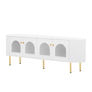 NicBex TV Stand with Glass Door for TVs up to 80 Inches,Modern Entertainment Center with 4 Cabinets and Metal Legs - 1 of 4