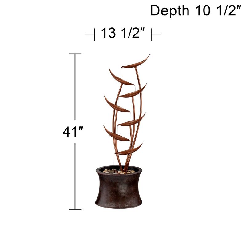 John Timberland Tiered Copper Leaves Modern Cascading Tiered Leaves Outdoor Floor Water Fountain 41" for Yard Garden Patio Deck Porch Balcony Roof, 5 of 8