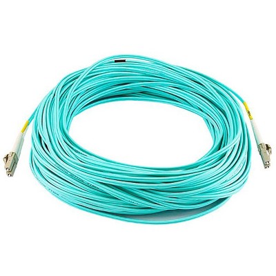 Monoprice Fiber Optic Cable - 35 Meter - Aqua | LC to LC, OM3, 50/125 Type, Multi Mode, 10Gb, Duplex