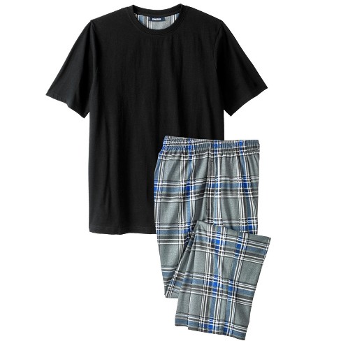 Kingsize Men's Big & Tall Jersey Knit Plaid Pajama Set - Big - 5xl,  Gunmetal Plaid Multicolored : Target