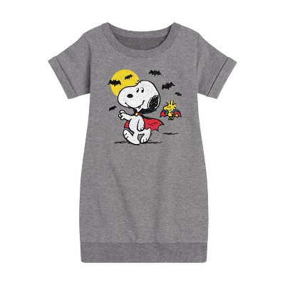 - Peanuts - Vampire Snoopy and Woodstock Graphic Short Sleeve Fleece Dress