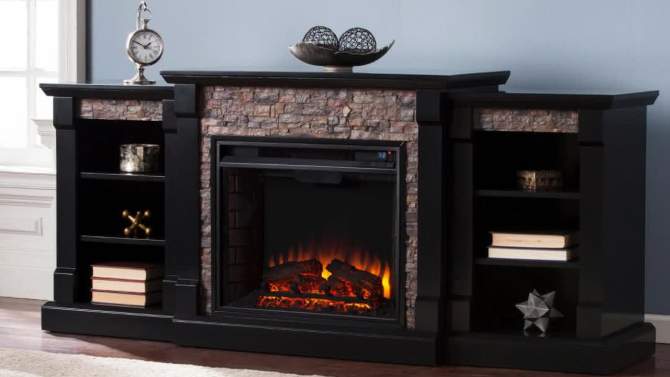 Southern Enterprises Gilman Electric Fireplace with Bookcases, 2 of 7, play video