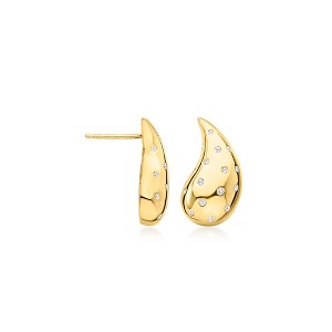 Ross-Simons 0.20 ct. t.w. Diamond Puffy Teardrop Earrings in 18kt Gold Over Sterling - 1 of 4