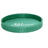 HomeRoots 14" Green And White Believe Round Serving Tray With Handles - 4 of 4