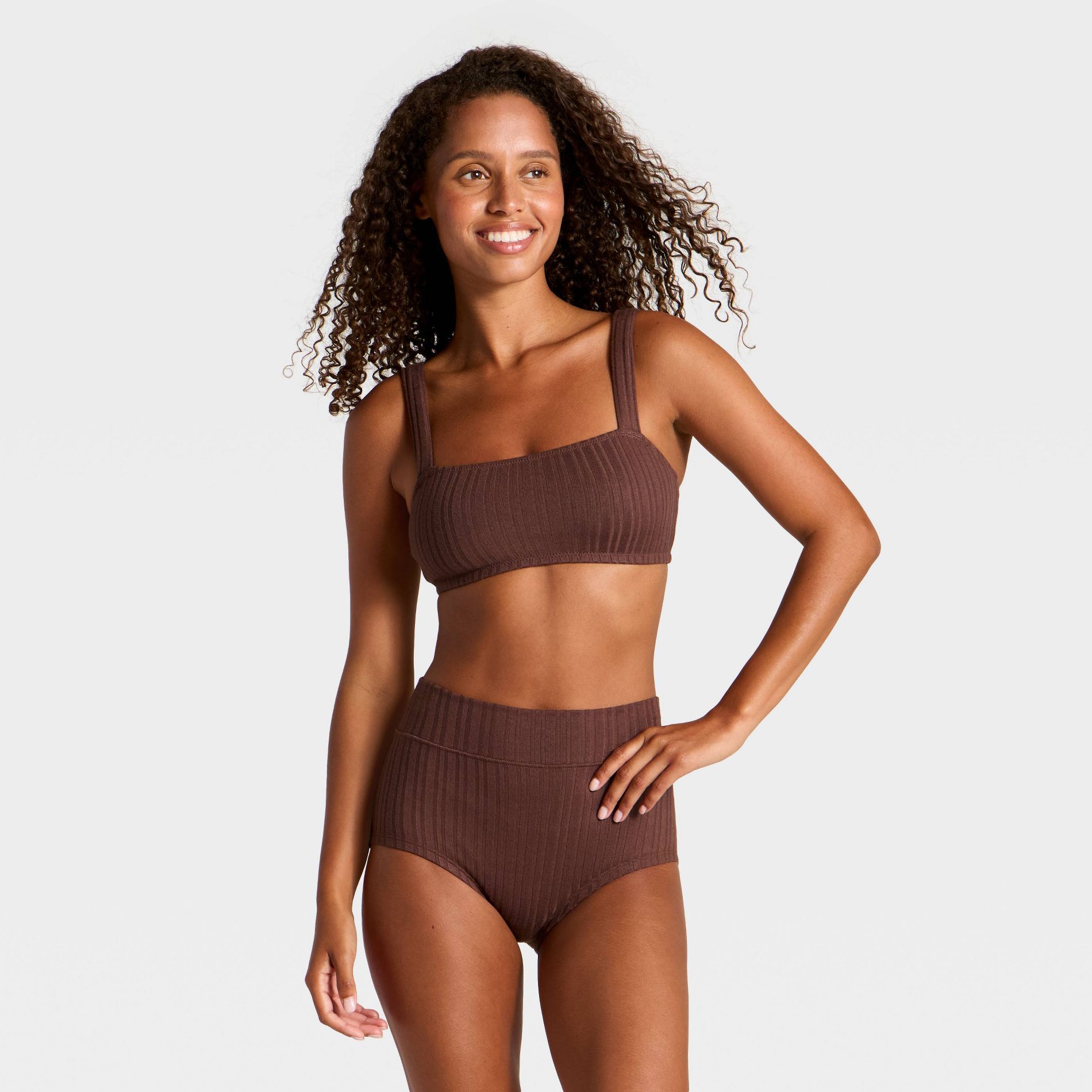 Women's Sweater Rib Bra & Hot Pant Set - Wild Fable™