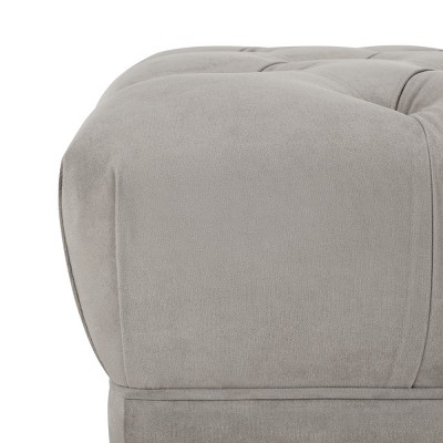 Luxurious Grey Velvet and Brass Tufted 54" Bench