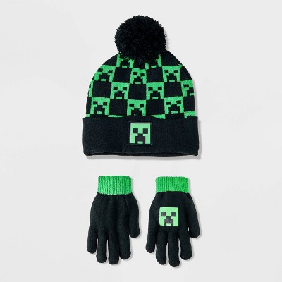 Boys' Minecraft Hat and Glove Set - Black