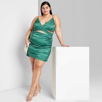 Women's Sleeveless Ruched Satin Bodycon Dress - Wild Fable™