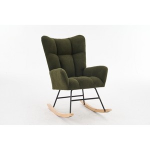 NicBex Teddy Fabric Glider Rocking Chair,Upholstered Nursery Rocking Chairs,Modern Rocking Chair,Nursing Chair for Living Room,Bedroom,Green - 1 of 4