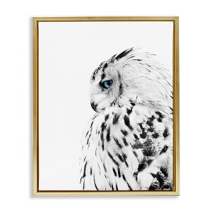 Stupell Industries Snow Owl Peering Blue Eyes Floating Frame Canvas Art - 1 of 4