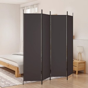 vidaXL Fabric Room Divider, 4-Panel, 78.7"x78.7", Foldable and Easy to Assemble, Versatile Indoor Use, Modern Style, Brown - 1 of 4