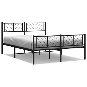 vidaXL Queen Metal Bed Frame with Headboard & Footboard, Sturdy Steel, Black, No Mattress - 1 of 4