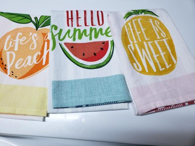 Design Imports Set of 3 Hello Summer Printed Kitchen Towels 