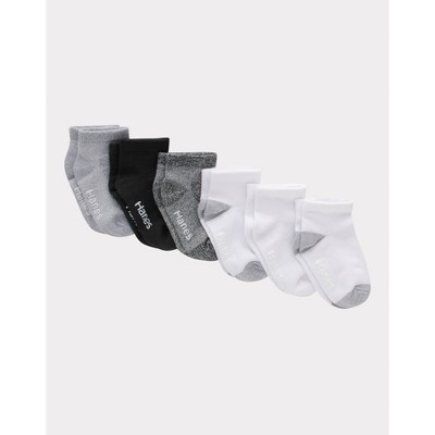 Hanes Toddler Girls' 6pk Solid Athletic Socks - White/gray/black : Target