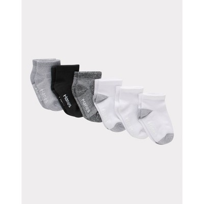 Hanes Toddler Girls' 6pk Solid Athletic Socks - White/Gray/Black