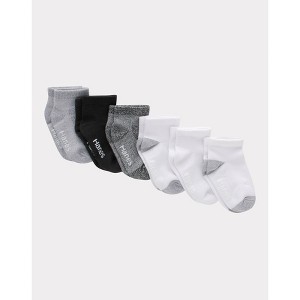 Hanes Toddler Girls' 6pk Solid Athletic Socks - White/Gray/Black - 1 of 3