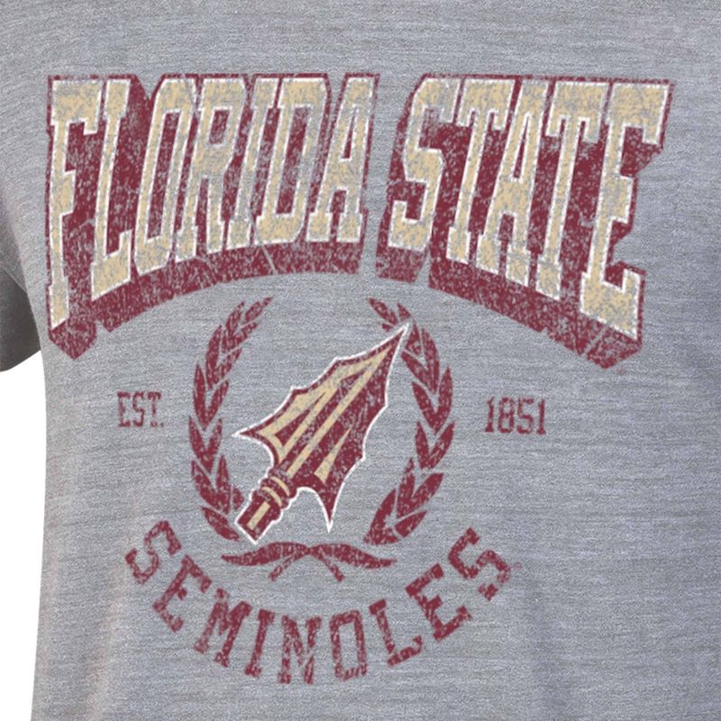 NCAA Florida State Seminoles Men&#39;s Gray Triblend T-Shirt, 3 of 4