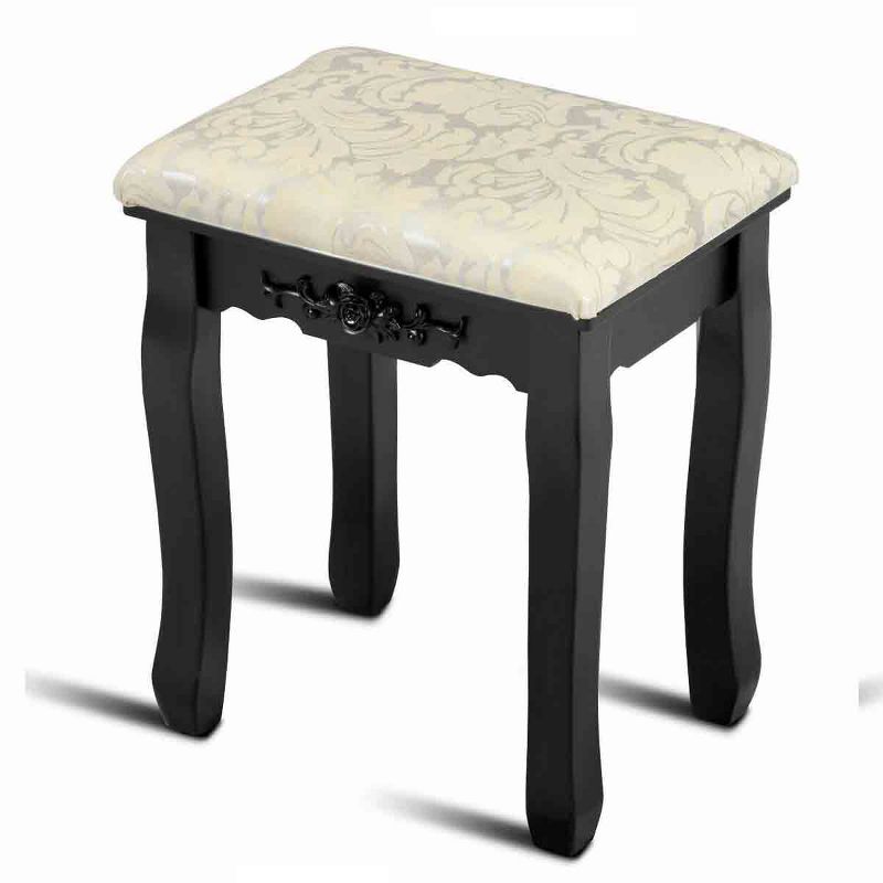 Tangkula MDF Dressing Stool Old-fashioned Vanity Chair Cushion Padded Seat, 1 of 7