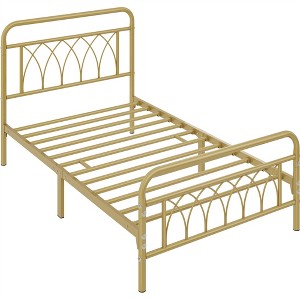 Yaheetech Metal Platform Bed Frame with Petal Accented Headboard and Footboard - 1 of 4