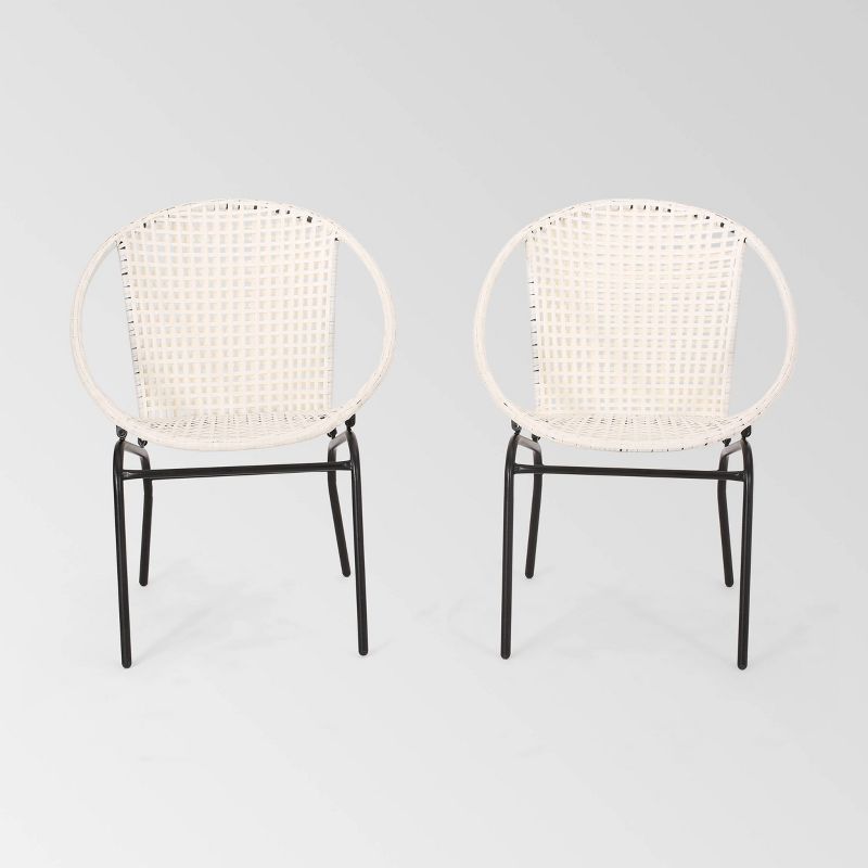 Java 2pk Faux Rattan Modern Club Chairs - Christopher Knight Home, 1 of 8