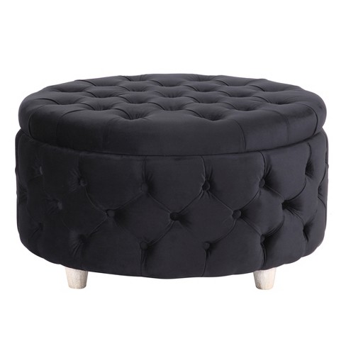 Round Velvet tufted storage ottoman retailer