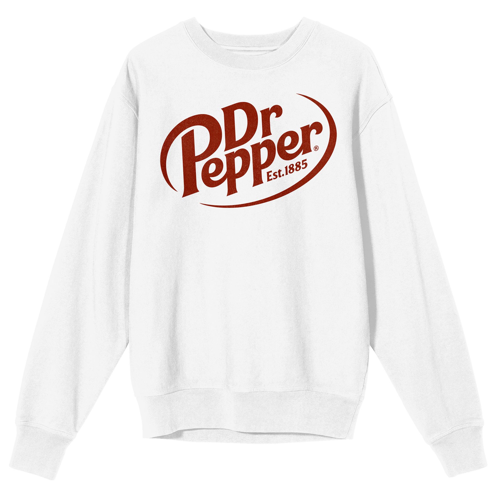 Dr. Pepper Logo Adult White Crew Neck Long Sleeve Sweatshirt
