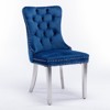 DOMETOUR Modern Velvet Dining Chair Solid Wood with Chrome Stainless Steel Plating Legs Nailhead Trim Set of 2 - 3 of 4